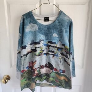 Scenic Print Women's Crew Neck Sweater